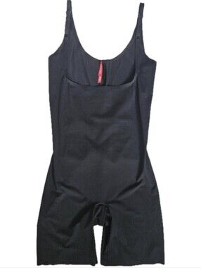Spanx Thinstincts 2.0 Open Bust Mid Thigh Bodysuit Black Large
